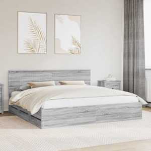 Rám postele s čelo Šedá Sonoma 200 x 200 cm Inženýrské dřevo - obrázek 1