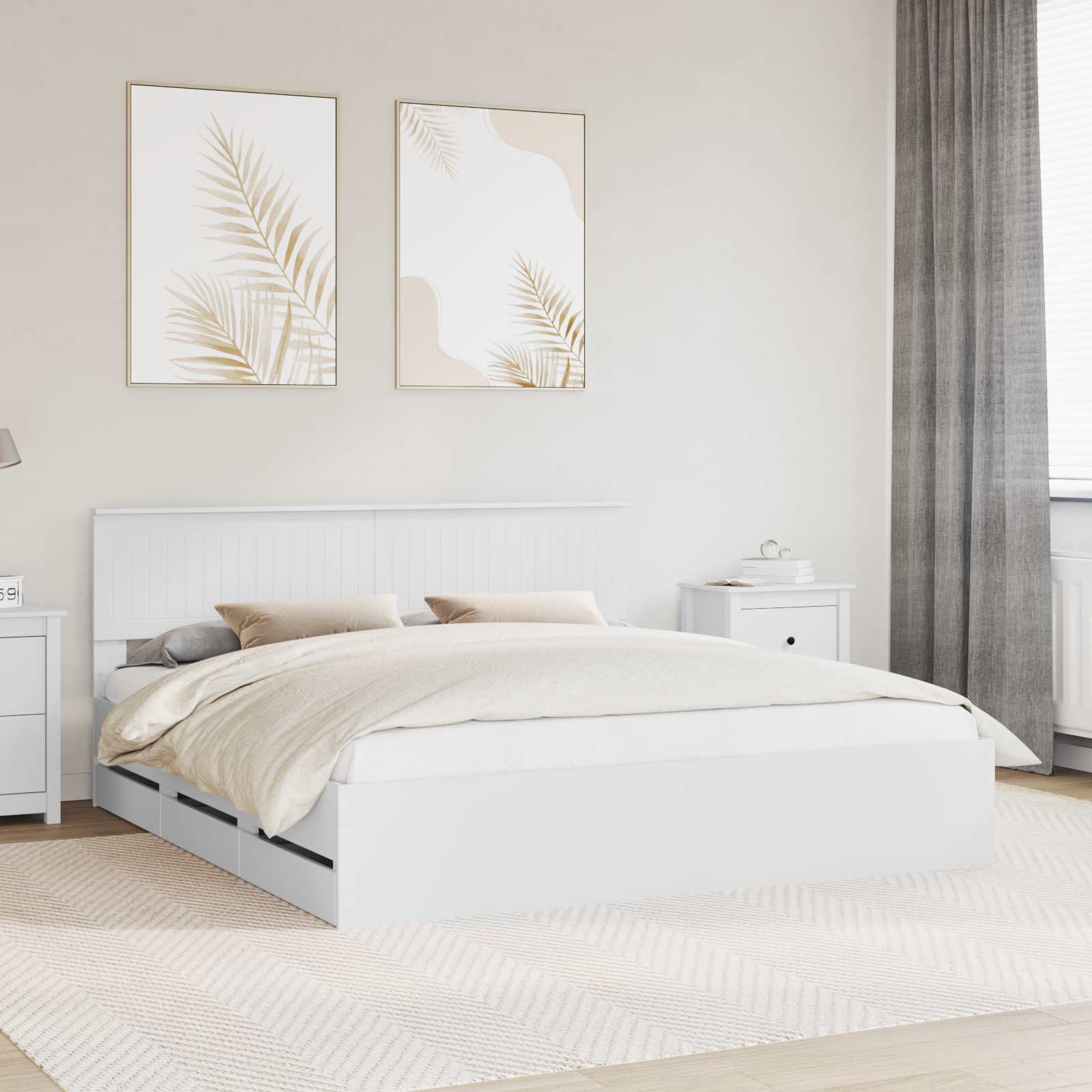 vidaXL Cadru de pat cu sertar Alb 180 x 200 cm Lemn Ingineresc