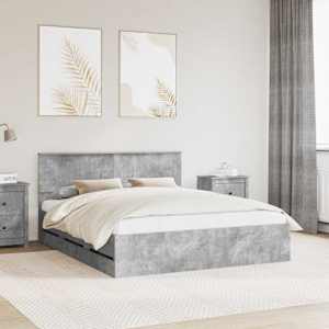 Konstrukcija postelje s predalom Betonsko siva 160 x 200 cm