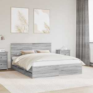 Konstrukcija postelje s predalom Siva Sonoma 160 x 200 cm