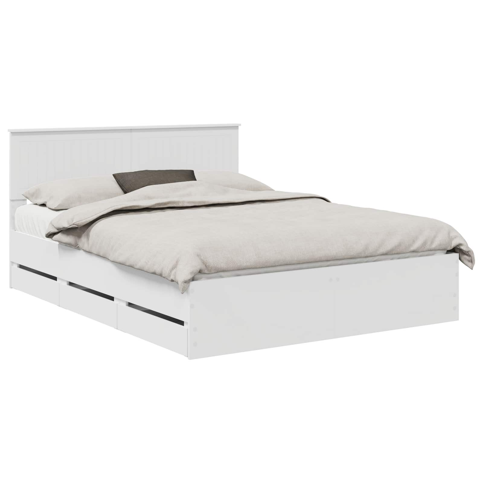 Gultas rāmis ar atvilktni Balts 150 x 200 cm Inženieru koks