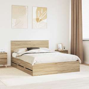 Konstrukcija postelje s predalom Sonoma hrast 150 x 200 cm