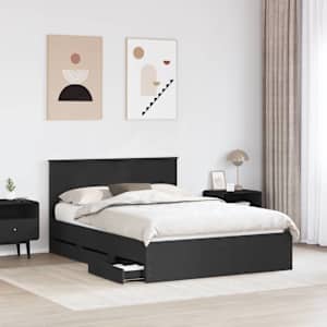 Rám postele se zásuvkou Černá 140 x 190 cm Inženýrské dřevo - obrázek 3