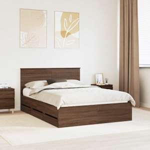 Konstrukcija postelje Rjav hrast 135 x 190 cm Inženirsko leseno