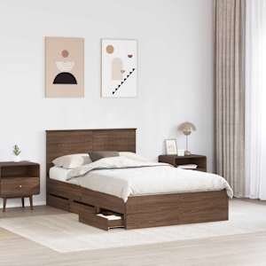 Rám postele se zásuvkou Hnědý dub 120 x 190 cm Inženýrské dřevo - obrázek 3