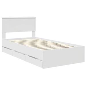 Rám postele se zásuvkou Bílá 100 x 200 cm Inženýrské dřevo - obrázek 4