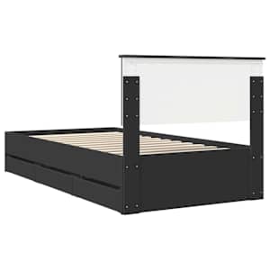 Rám postele se zásuvkou Černá 100 x 200 cm Inženýrské dřevo - obrázek 10