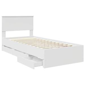 Rám postele se zásuvkou Bílá 90 x 190 cm Inženýrské dřevo - obrázek 5
