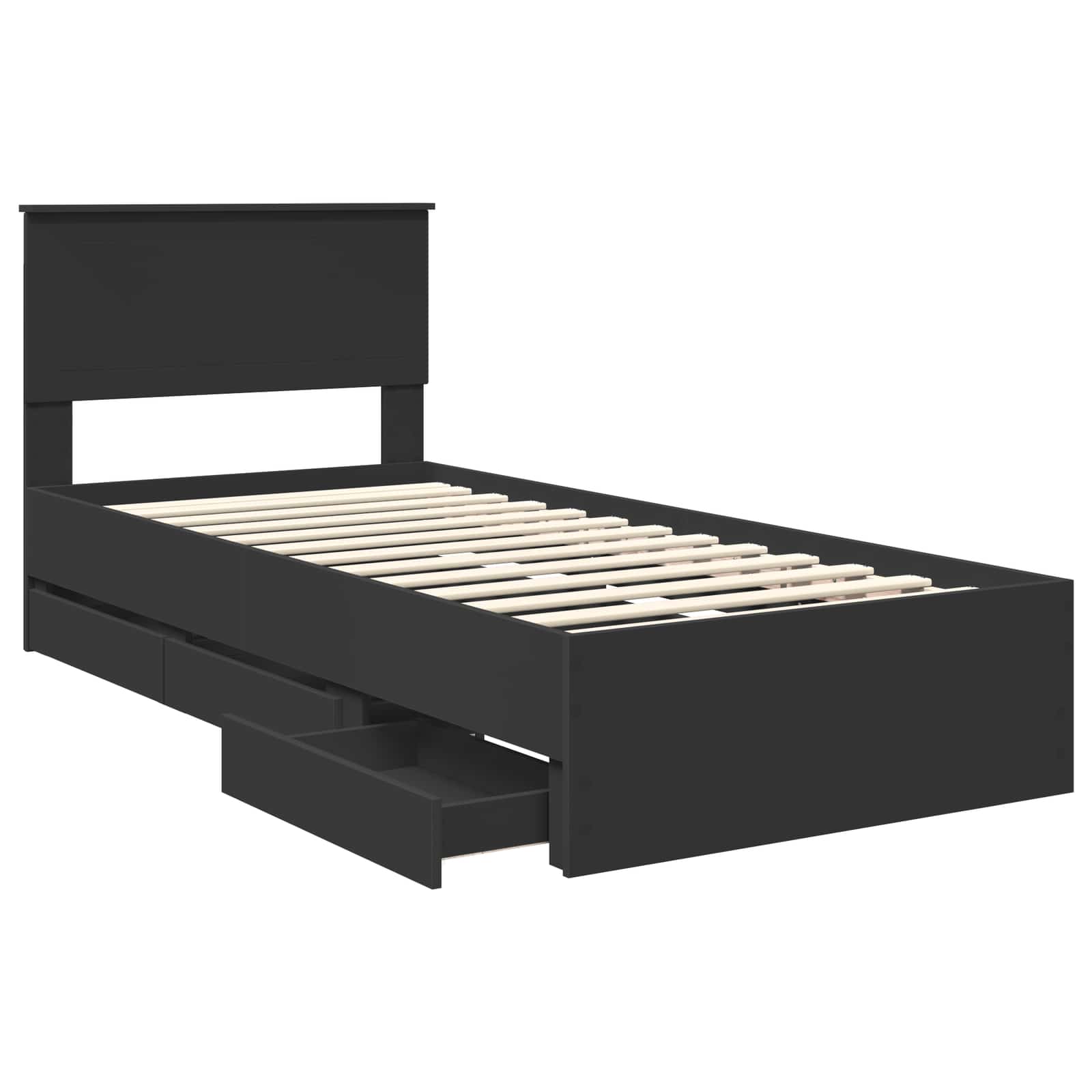 Voodi raam sahtliga peaga Must 90 x 190 cm Inseneripuit 74 Kõik vajalik sinu aeda ja koju! Voodi raam sahtliga peaga Must 90 x 190 cm Inseneripuit - Image 5