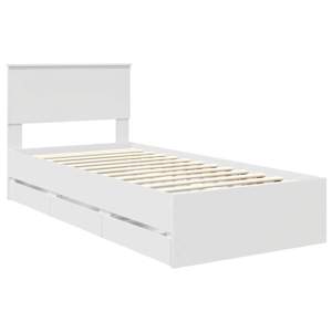 Rám postele se zásuvkou Bílá 90 x 200 cm Inženýrské dřevo - obrázek 4