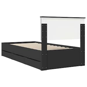 Rám postele se zásuvkou Černá 90 x 200 cm Inženýrské dřevo - obrázek 10