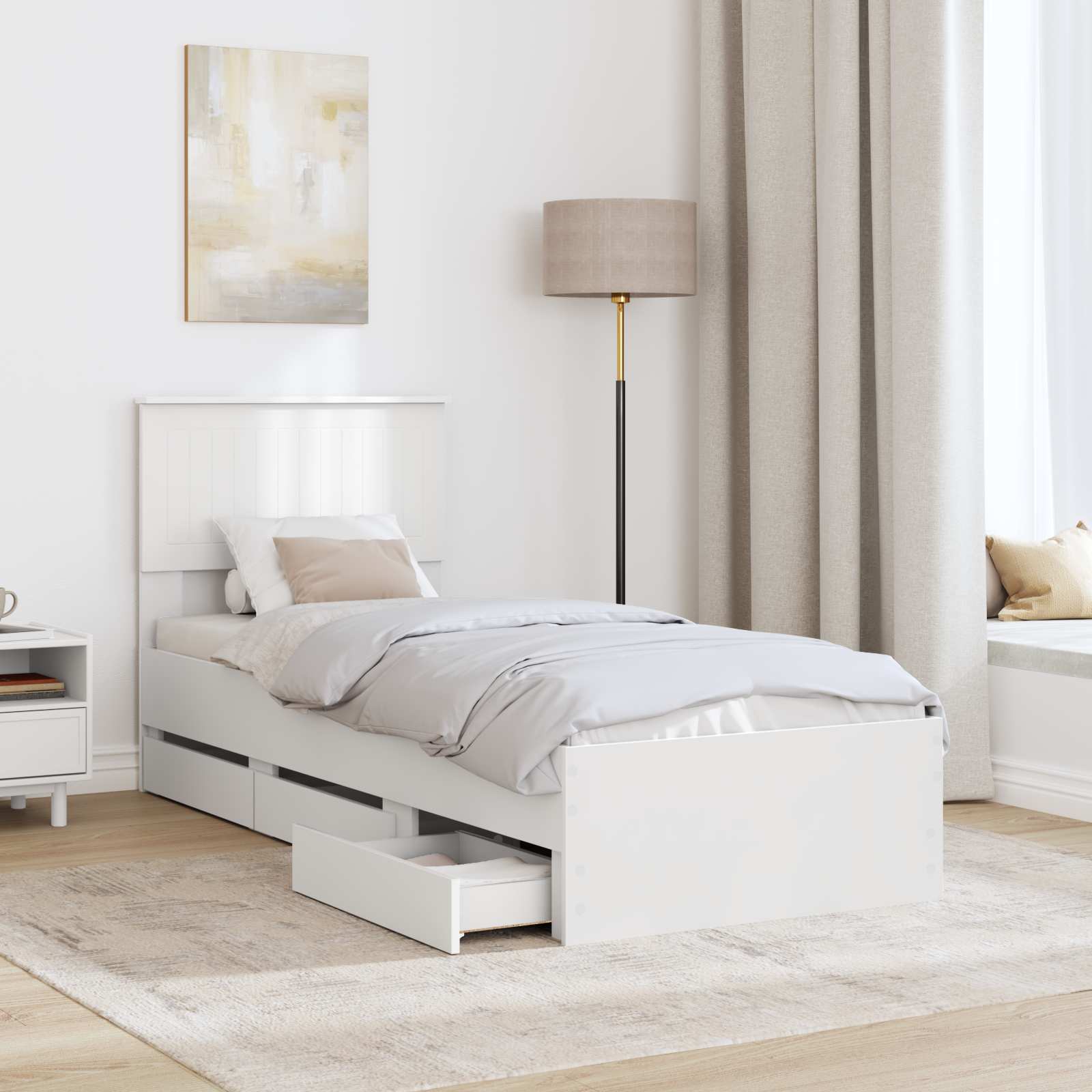 Thumbnail - vidaXL Bettrahmen mit Schubladen Weiß 75 x 190 cm Ingenieurs Holz