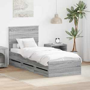 Konstrukcija postelje Siva Sonoma 75 x 190 cm Inženirsko leseno