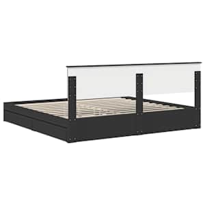 Postel s úložným prostorem Černá 200 x 200 cm kompozitní dřevo - obrázek 10