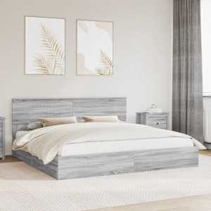 Postel s úložným prostorem s čelo Šedá Sonoma 200 x 200 cm - obrázek 1