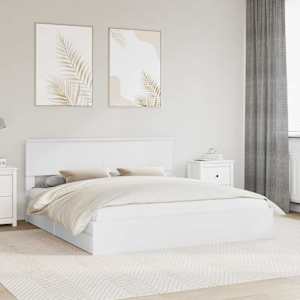 Postel s úložným prostorem Bílá 180 x 200 cm kompozitní dřevo - obrázek 1