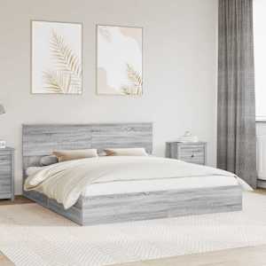 Postel s úložným prostorem s čelo Šedá Sonoma 180 x 200 cm - obrázek 1