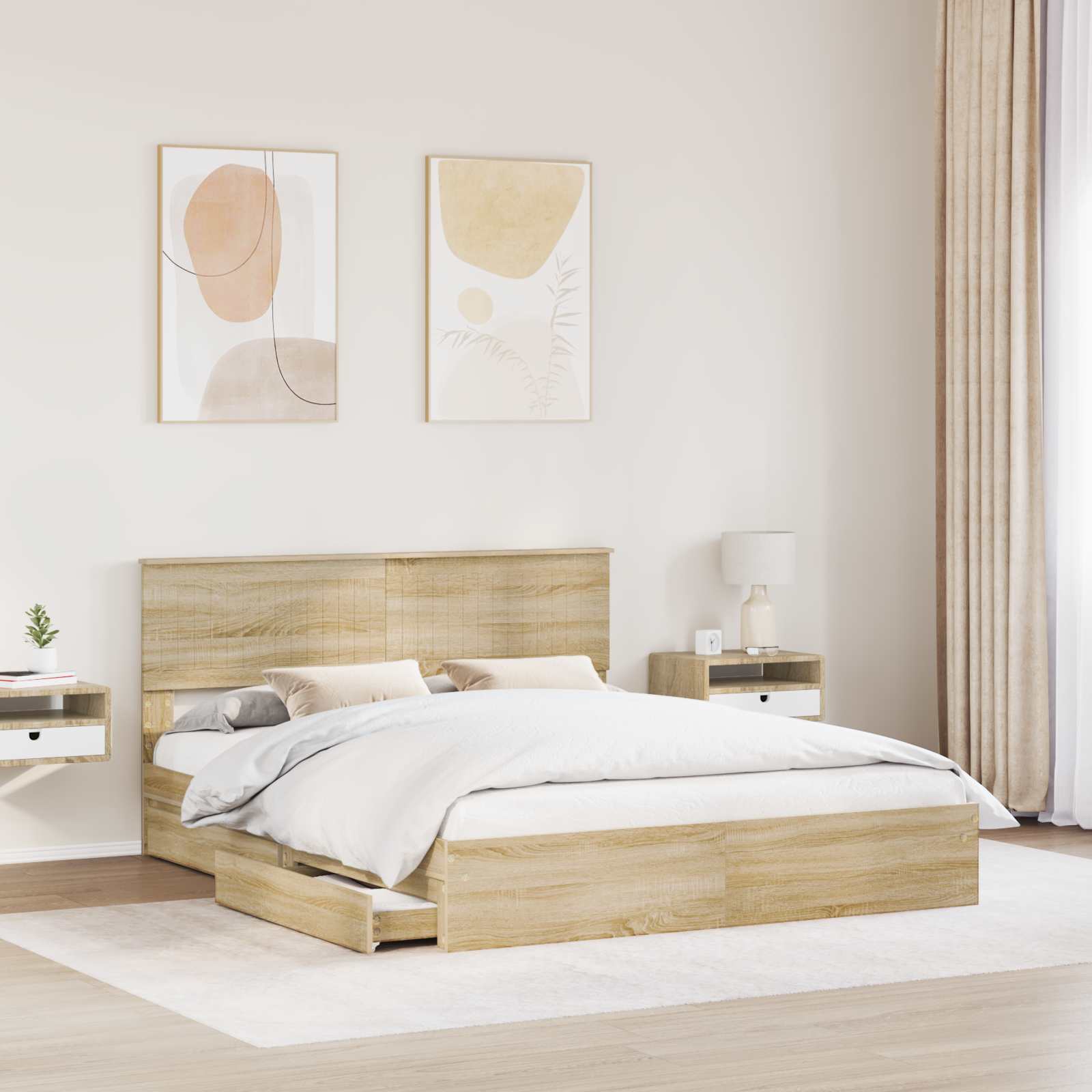 Opslag bed met lade Sonoma Eiken 160 x 200 cm Bewerkt hout | luizaXL | Dé meubelwinkel voor elk interieur Opslag bed met lade Sonoma Eiken 160 x 200 cm Bewerkt hout - Afbeelding 3