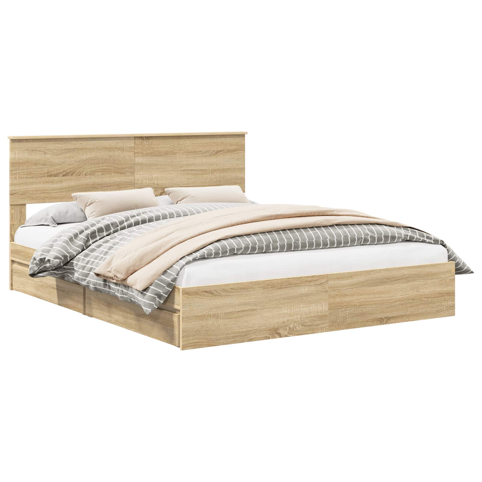 Opslag bed met lade Sonoma Eiken 160 x 200 cm Bewerkt hout | luizaXL | Dé meubelwinkel voor elk interieur Opslag bed met lade Sonoma Eiken 160 x 200 cm Bewerkt hout - Afbeelding 2