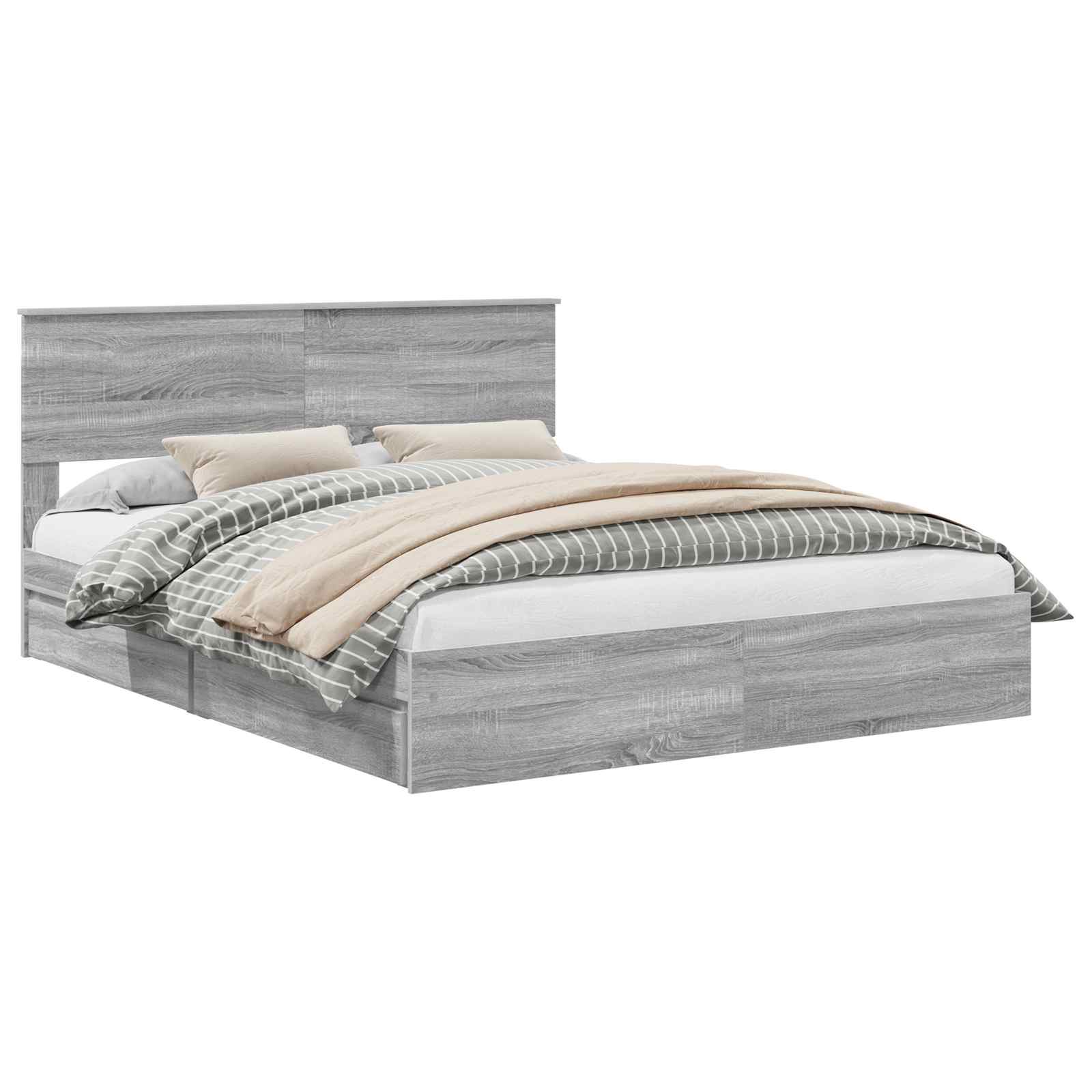 VidaXL Opbergbed Met Hoofdeinde Grijs Sonoma 160 X 200 Cm Bewerkt Hout