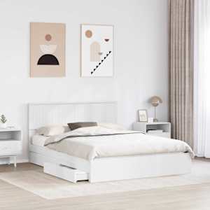 Postel s úložným prostorem Bílá 150 x 200 cm kompozitní dřevo - obrázek 3