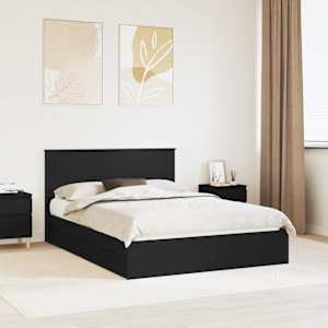 Postel s úložným prostorem Černá 140 x 190 cm kompozitní dřevo - obrázek 1