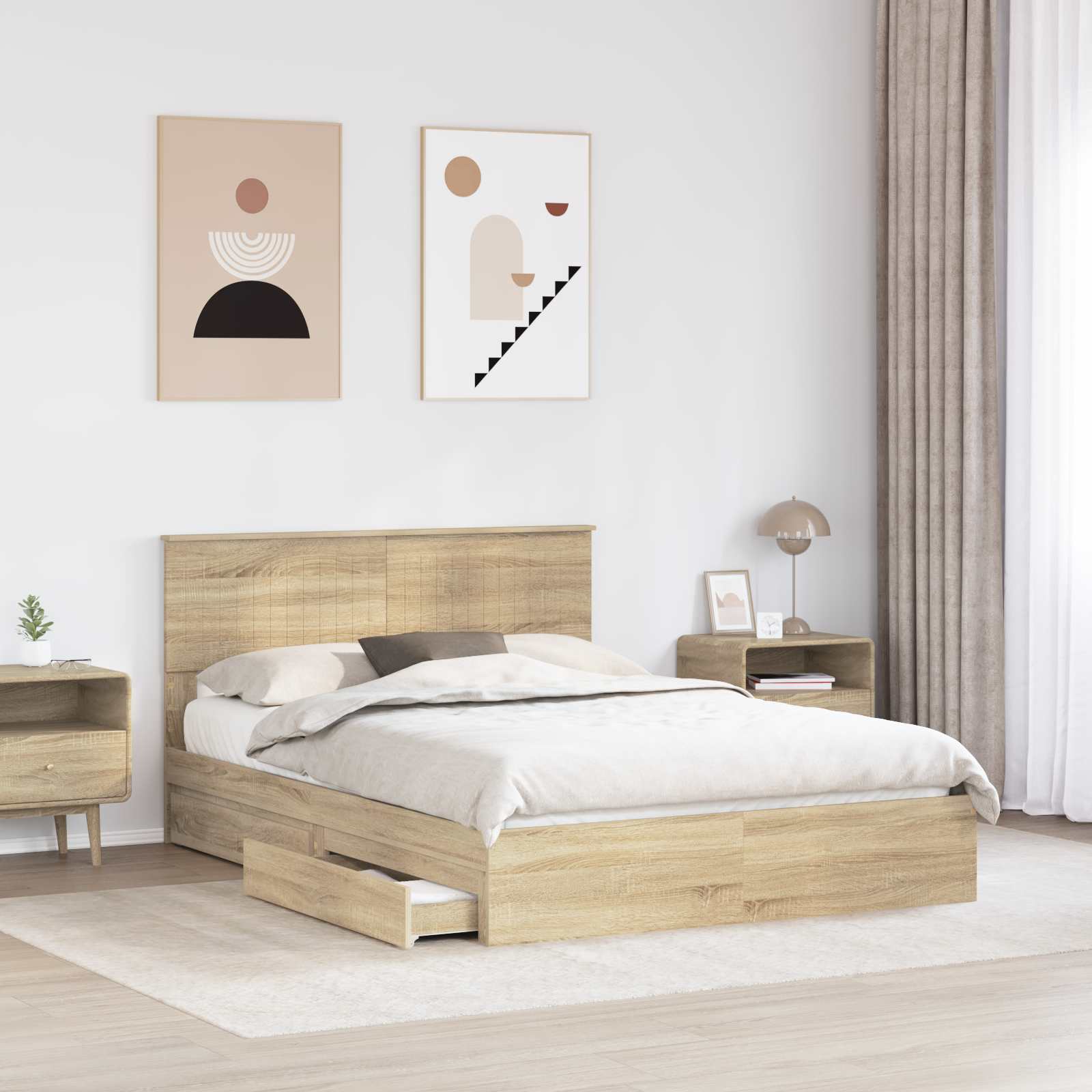 Opslag bed met lade Sonoma Eiken 135 x 190 cm Bewerkt hout | luizaXL | Dé meubelwinkel voor elk interieur Opslag bed met lade Sonoma Eiken 135 x 190 cm Bewerkt hout - Afbeelding 3