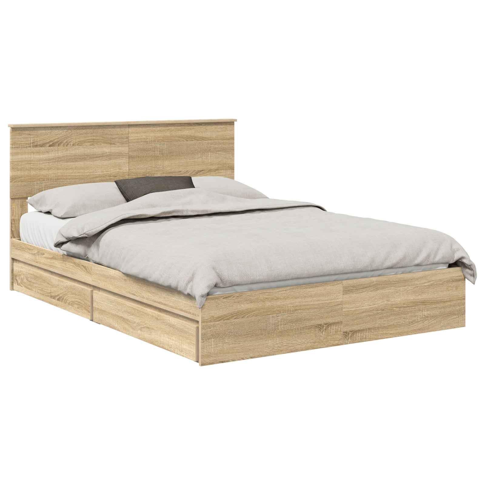 Opslag bed met lade Sonoma Eiken 135 x 190 cm Bewerkt hout | luizaXL | Dé meubelwinkel voor elk interieur Opslag bed met lade Sonoma Eiken 135 x 190 cm Bewerkt hout - Afbeelding 2