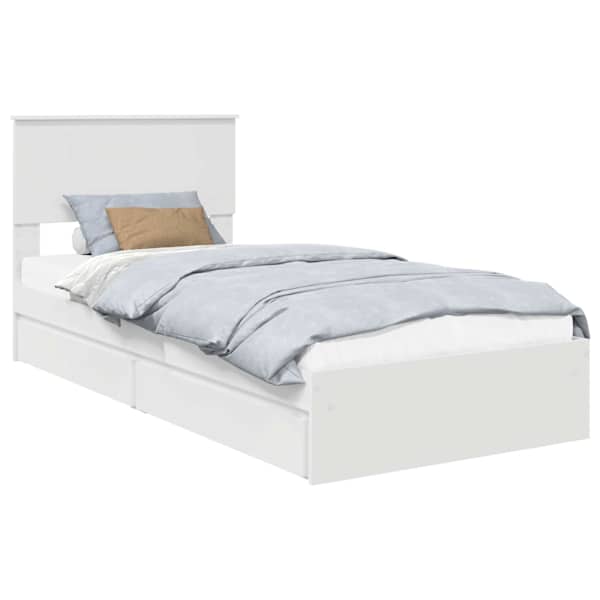 vidaXL Laos voodi sahtliga peaga Valge 90 x 190 cm Tehispuit
