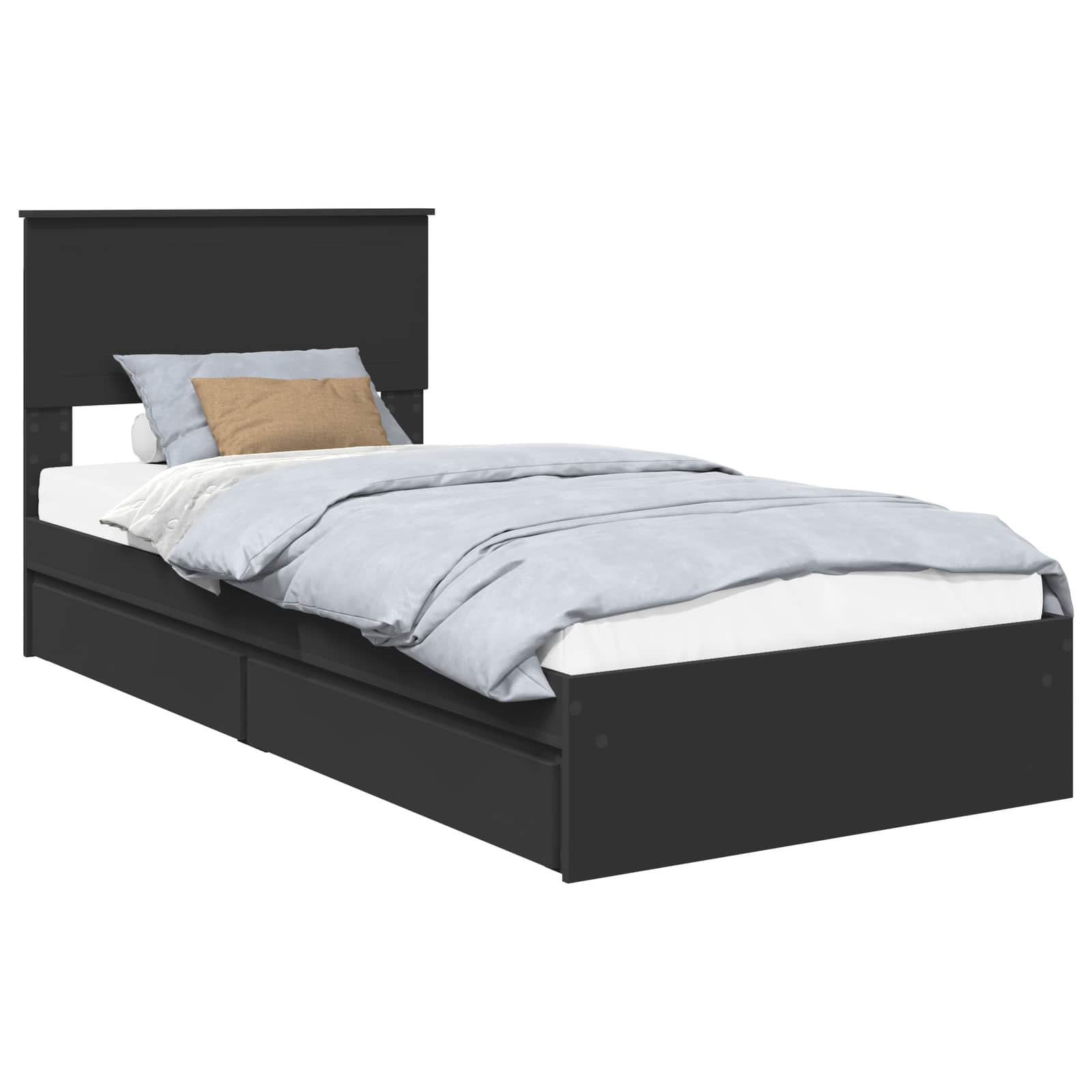 VidaXL Opbergbed Met Hoofdeinde Zwart 90 X 190 Cm Bewerkt Hout