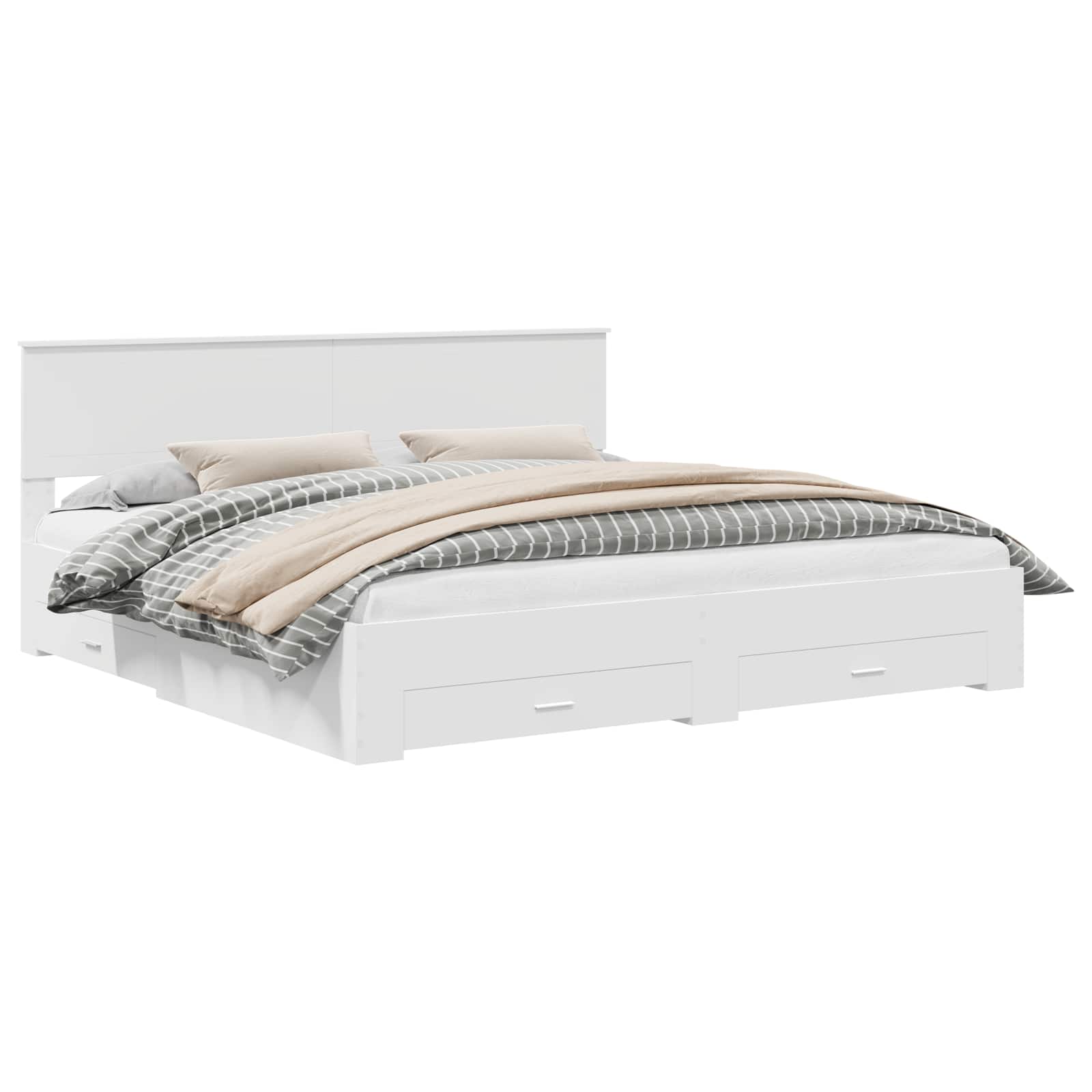 Thumbnail - vidaXL Bettrahmen mit Kopfteil Weiß 200 x 200 cm Holzwerkstoff