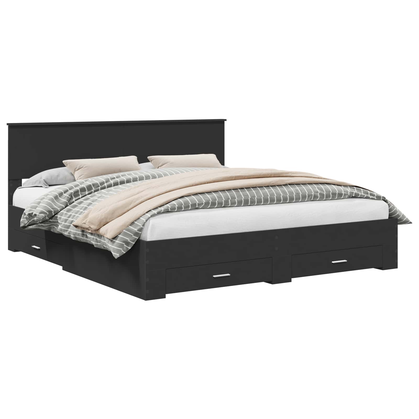 Voodi raam peaga sahtliga Must 180 x 200 cm Tehispuit 2 Kõik vajalik sinu aeda ja koju! Voodi raam peaga sahtliga Must 180 x 200 cm Tehispuit - Image 2