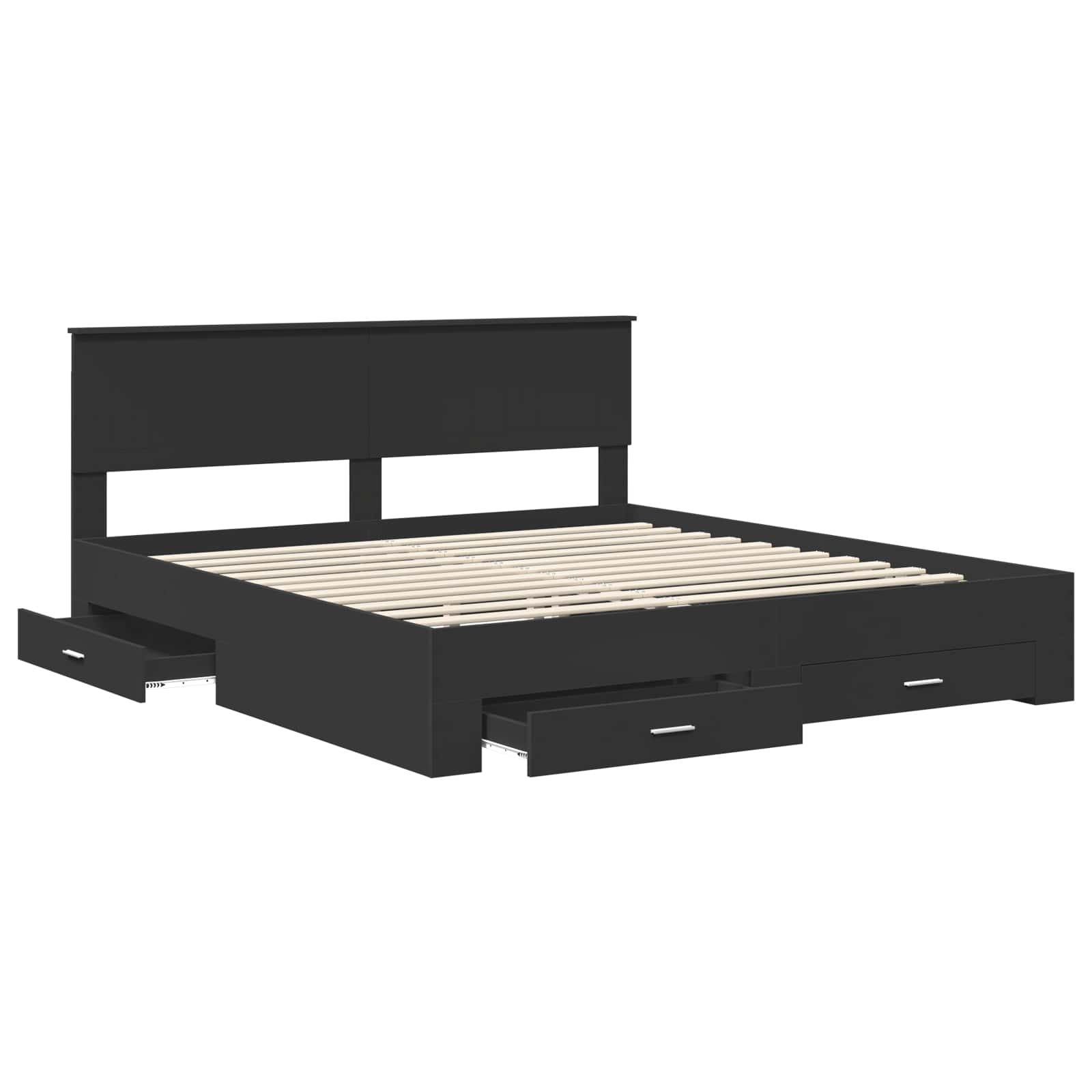 Voodi raam peaga sahtliga Must 180 x 200 cm Tehispuit 5 Kõik vajalik sinu aeda ja koju! Voodi raam peaga sahtliga Must 180 x 200 cm Tehispuit - Image 5