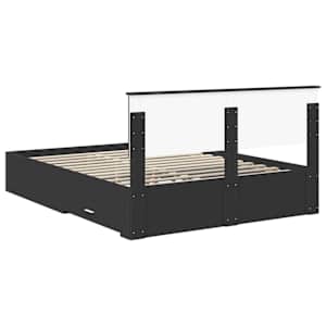 Rám postele Černá a stříbrná 150 x 200 cm kompozitní dřevo - obrázek 10