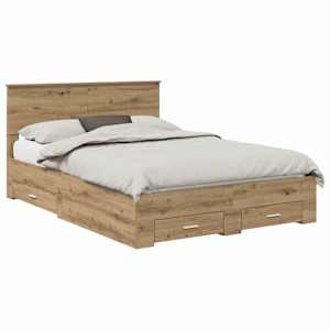 Rám postele s čelo Artisanový dub 135 x 190 cm kompozitní dřevo - obrázek 4
