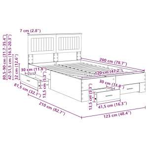 Rám postele s čelo Staré dřevo 120 x 200 cm kompozitní dřevo - obrázek 14