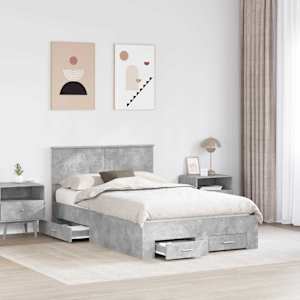 Rám postele s čelo Betonově šedá 120 x 190 cm Kompozitní dřevo - obrázek 3