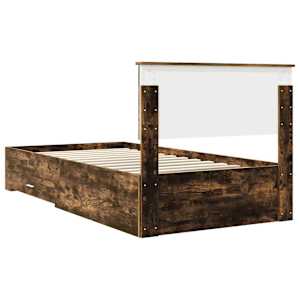 Rám postele s čelo Kouřový dub 100 x 200 cm Kompozitní dřevo - obrázek 9