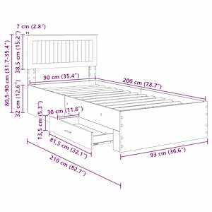 Rám postele s čelo Staré dřevo 90 x 200 cm kompozitní dřevo - obrázek 14
