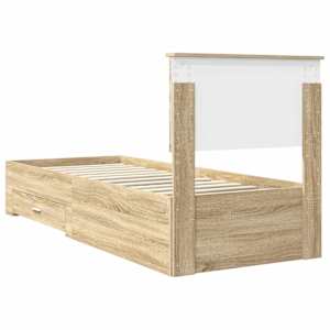 Rám postele Sonoma dub a stříbrná 75 x 190 cm Kompozitní dřevo - obrázek 9