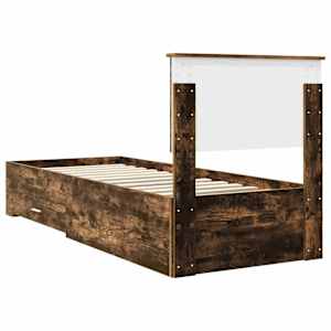 Rám postele Uzený dub a stříbrná 75 x 190 cm Kompozitní dřevo - obrázek 9