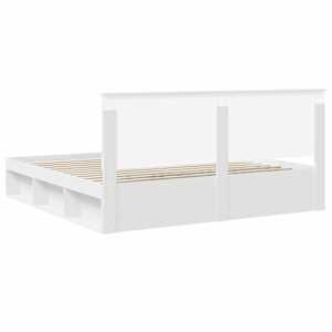 Rám postele s čelo Bílá 200 x 200 cm Masivní borové dřevo - obrázek 9
