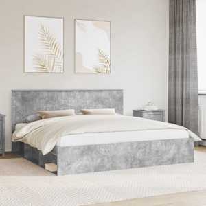 Rám postele s čelo Beton 200 x 200 cm Masivní borové dřevo - obrázek 1