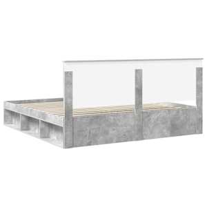 Rám postele s čelo Beton 200 x 200 cm Masivní borové dřevo - obrázek 9