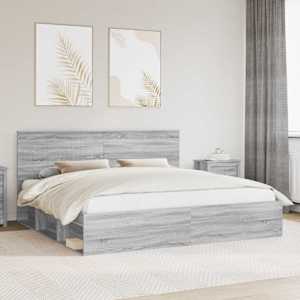 Rám postele Šedá Sonoma 200 x 200 cm Masivní borové dřevo - obrázek 1