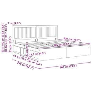 Rám postele Staré dřevo 200 x 200 cm Masivní borové dřevo - obrázek 13