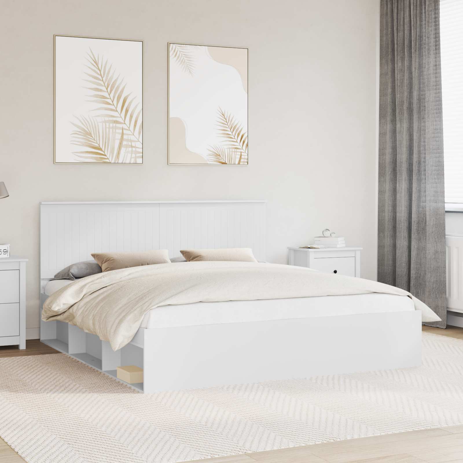 vidaXL Cadru de pat cu headboard Alb 180 x 200 cm Lemn de pin masiv