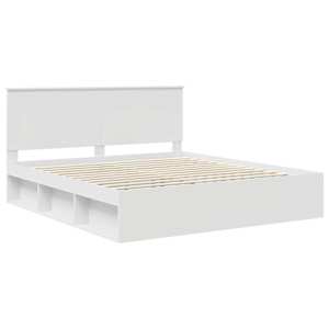 Rám postele s čelo Bílá 180 x 200 cm Masivní borové dřevo - obrázek 4