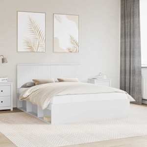 Konstrukcija postelje Bela 160 x 200 cm Masivno borovo les