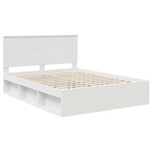 Rám postele s čelo Bílá 150 x 200 cm Masivní borové dřevo - obrázek 4